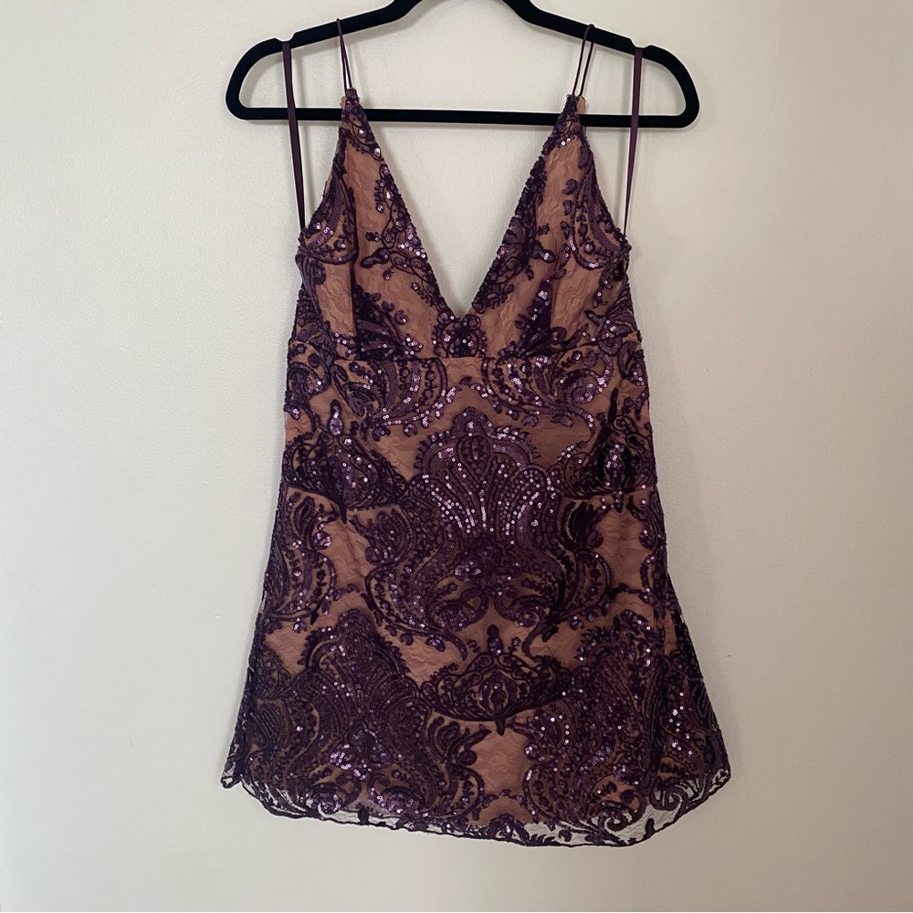 Free People Night Shimmer Plum Sequin Mini Dress